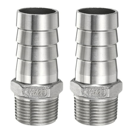 Uxcell 2pcs Stainless Steel Hose Barb Fitting 25mm Barbed x G 3/4" Male Pipe Fitting