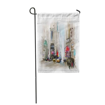 SIDONKU Watercolor Architecture of European City Street Building Cityscape Country Drawing Garden Flag Decorative Flag House Banner 12x18 inch