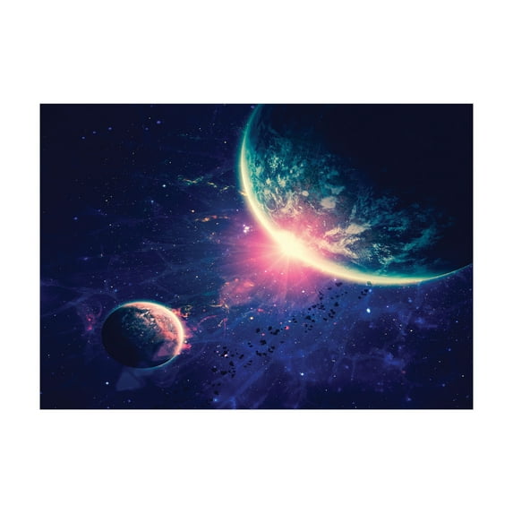 Ambesonne Galaxy Jigsaw Puzzle, Outer Space Mars Planets, Heirloom-Quality Fun Activity for Family Durable Cardboard, 1000 pcs, Navy Blue Pink