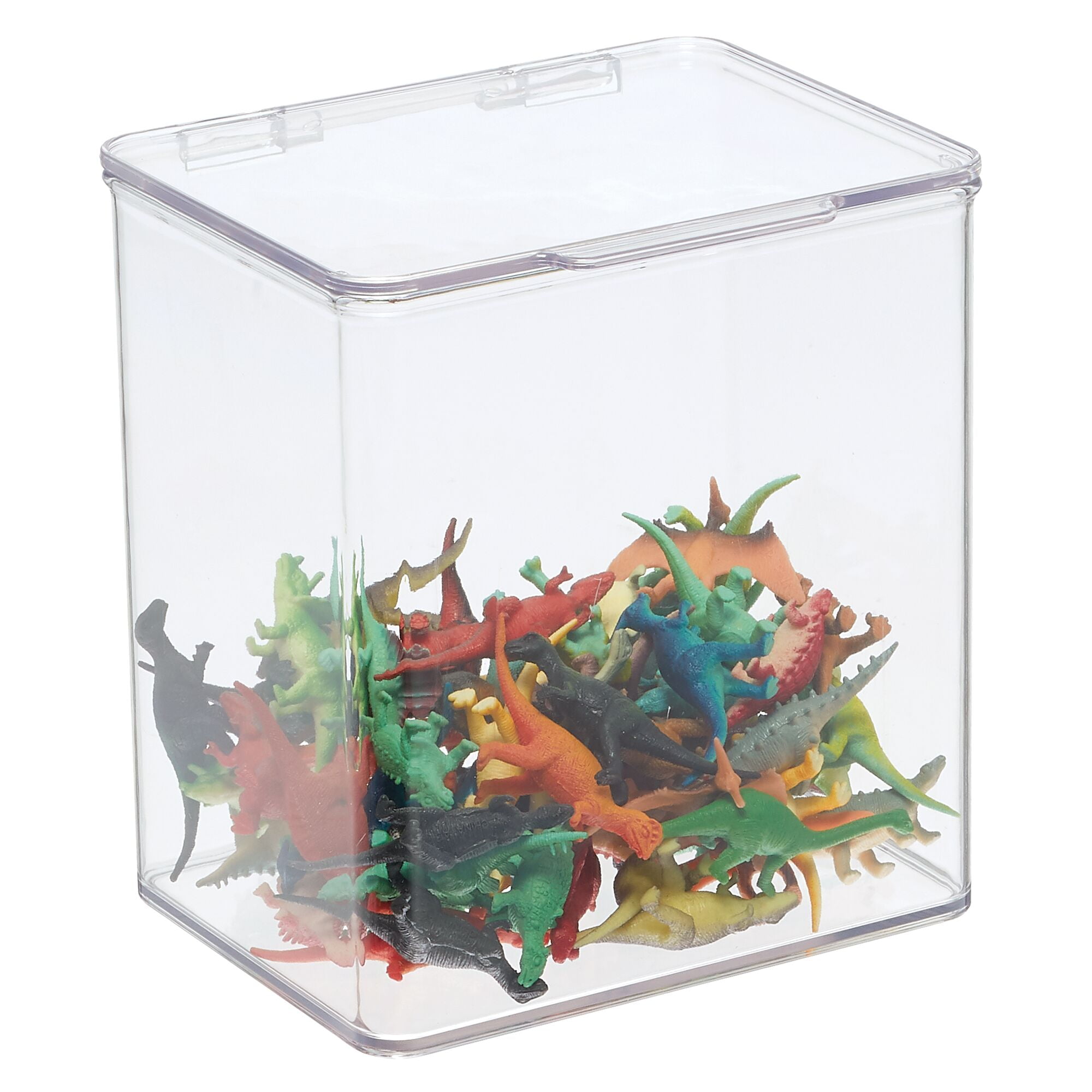 mDesign Plastic Stacking Toy Storage Organizer Container, Lid - 2 Pack - Clear