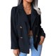 thumbnail image 2 of Abrigo de mujer con cuello en V y botones, manga larga, chaqueta corta de oficina, traje de trabajo informal con doble botonadura, azul purpúreo S, 2 of 6