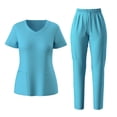 thumbnail image 1 of Pounoo Ensembles de Sarraus pour Femmes, Jogger à Col Ras du Cou avec Conception à Multiples Poches, Taille à Cordon, Extensible, Léger, Tenues de Travail en Soins de Santé, Cadeau, 1 of 8