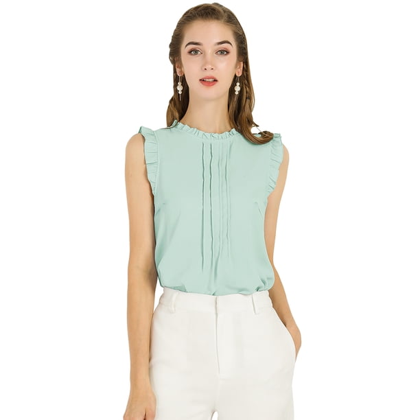 Blusa Elegante Sin Mangas Vintage Allegra K Cian XL