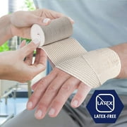 Med Pride 3 inch x 180 inch Elastic Bandage Wrap with Velcro Closure, Latex-Free, Reusable Compression Bandage, 4 Pack