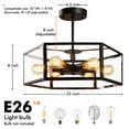 thumbnail image 3 of KPIBEST 22'' Round Rustic Farmhouse Nature Chandelier, Black Metal Acrylic Shade Pendant Light, Drum Shaped Industrial Chandelier Light Fixture 6 Lights for Kitchen Living Room, 3 of 8