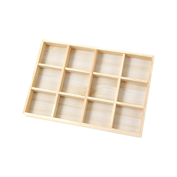 Multifunctional Wooden Sorting Tray Storage Organizer, Wood Divider Display Box, Reusable Wooden Storage Tray, for Collectibles Jewelry Small Items and Daily Storage Use
