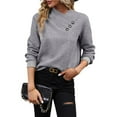 thumbnail image 1 of Camisas de Larga para Mujer, Conjuntos de Otoño, Camisetas con Cuello en V, Blusas Tipo Túnica con Botones, Ropa de Moda Gris L, 1 of 10