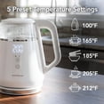 thumbnail image 3 of OVENTE 1L Small Electric Kettle with 5 Temperature Preset, Digital Display, 5Hr Keep Warm, Auto Shut-Off, Double-Wall Cool Touch Exterior, Borosilicate Glass,1500W BPA Free Water Boiler, White KD95W, 3 of 8