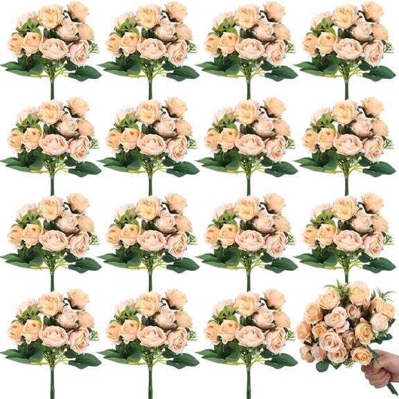 16 Bunches 12 Inch Artificial Mini Rose Bouquet 160 Heads Bridal Flower Bouquets Fake Silk Rose Bulk for Wedding Bridal Shower Christmas Home Office Garden Decoration(Purple and Light Purple)