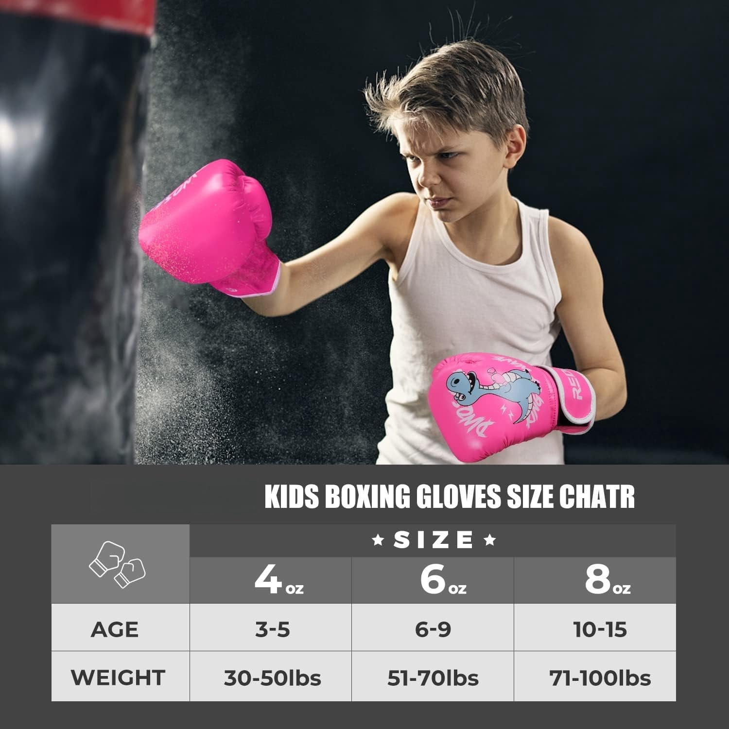 Boxing Gloves for Boys and Girls, Youth Boxing  Gloves for  3-15, 4&6OZ Punching Bag Kickboxing Thai Mitts MMA  Sparring Gloves