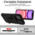 thumbnail image 7 of for iPhone 11 Case,with Camera Lens Cover HD Screen Protector,[Military Grade] Ring Car Mount Kickstand Hybrid Hard PC Soft TPU Shockproof Protective Case for iPhone 11-Black, 7 of 7
