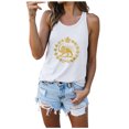 thumbnail image 3 of FUYUDY Women'S Tank Top Casual Summer Ribbed Sleeveless Racerback Crew Neck Patterned Print Loose Fit Vest Comfortable Stretchy Basic Female Camisole For Casual Daily Wear And Athletic Wear,White,S, 3 of 5