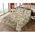 thumbnail image 4 of Ambesonne Cherry Blossom Fitted & Flat Sheet with Shams 4 Pcs Set, Japanese Flowers Art, Full, Forest Green Camel Rose, 4 of 5