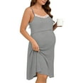 thumbnail image 4 of hengsof Women's Maternity Nursing Nightgowns Lace Trim Spaghetti Strap Pajama Dress Sleepwear, 4 of 5
