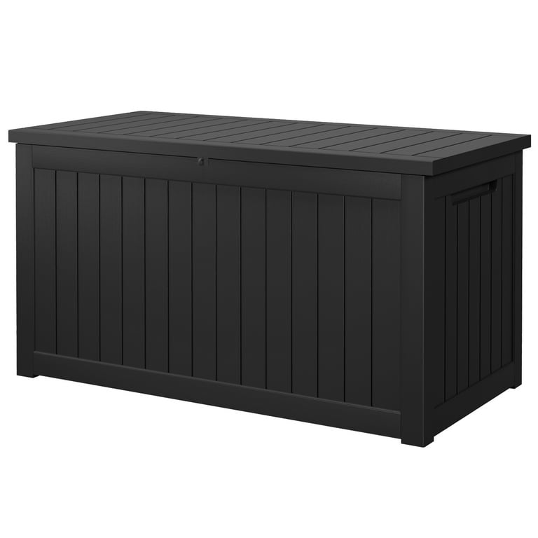Vineego 100 Gallon All-Weather Resin Deck Box,Indoor Outdoor Lockable  Storage Container, Black 