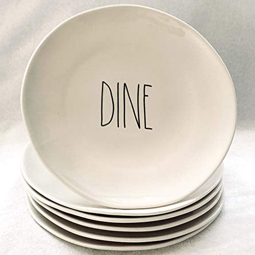 Rae Dunn by Magenta DINE Dinner Plates Set of 6. 11 Inch Diameter