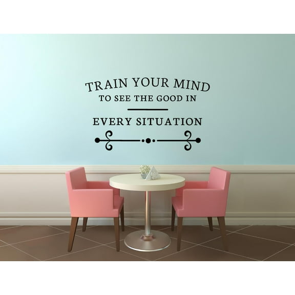 Train Your Mind To See The Good Quote Positive Life Motivation Inspiration Quotes Saying Wall Art Sticker Designs Vinyl Stickers For Home House Walls Rooms Windows Bedroom Decoration Size (18x20 inch)
