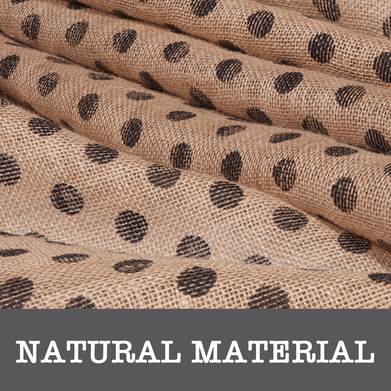(2 pack) Love, Laugh, Craft Precut Natural Jute Burlap, 46"W x 2-Yards, Black Screenprint Dots