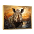 thumbnail image 2 of Designart art Mural Encadré Rhinocéros, Majestueux Rhinocéros Géométrique, Décoration Murale Encadrée Rhinocéros, art Mural Moderne Gris Doré, Cadre Doré 20x12 Pouces, 2 of 5