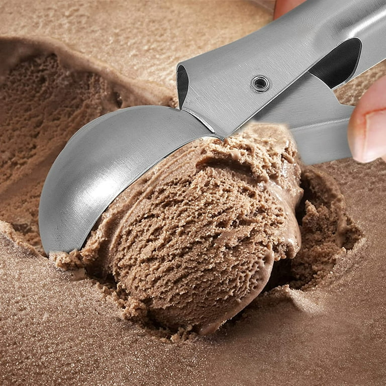 Ice Cream Scoop, Old Fashioned Ice Cream Spoon, 304 Stainless Steel Spoon  For Ice Cream With Trigger, Dough Scoop, Reusable Melon Spoon, Washable  Dessert Spoon For Party Wedding Chrismas Halloween, For Restaurant