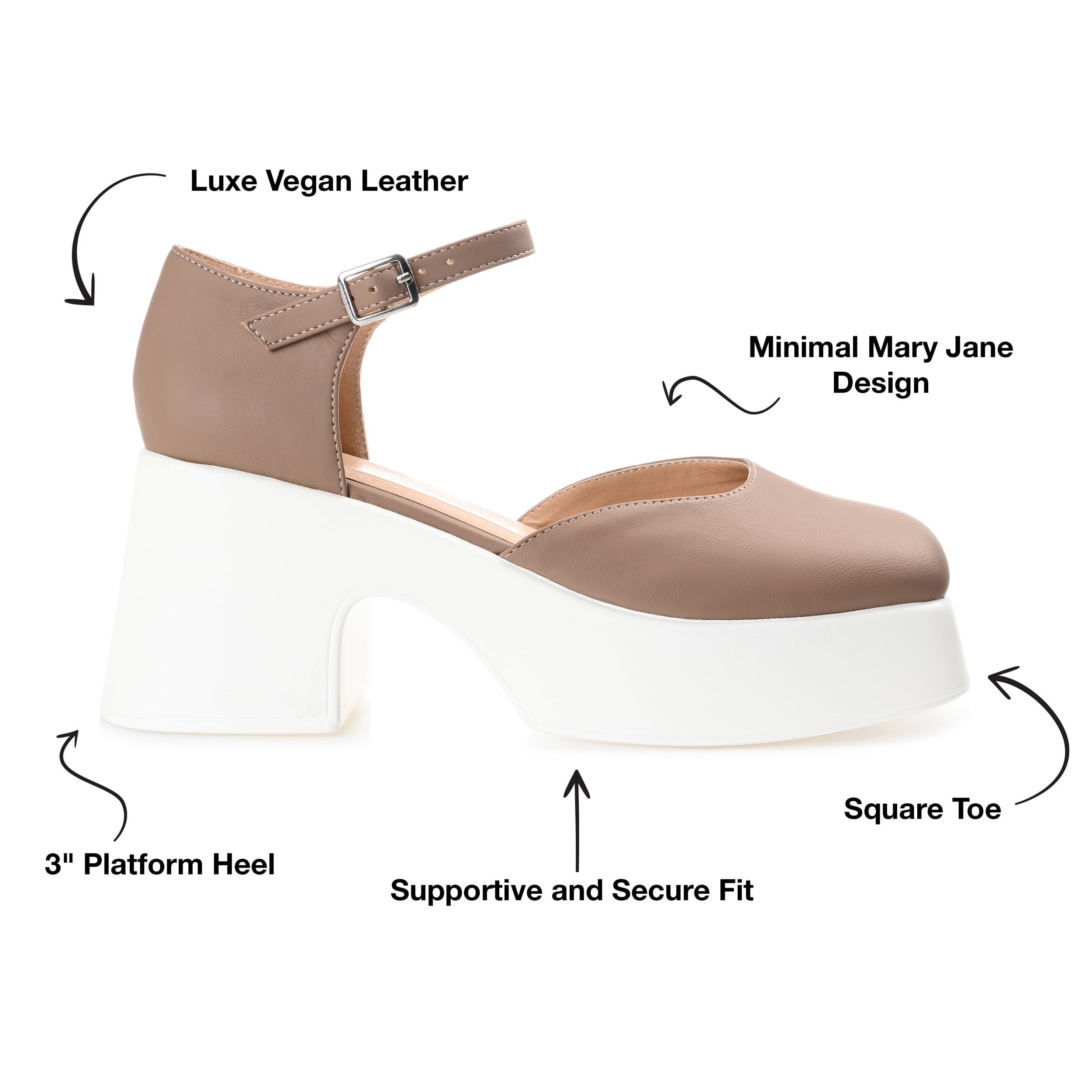 Journee Womens Lizaa Square Toe Ankle Strap Sporty Platform