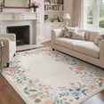 thumbnail image 2 of GENIMO 5'x7' Area Rug for Living Room, Machine Washable Non Slip Low Pile Rug for Bedroom Dining Room, Garden Floral, Linen Beige, 2 of 6