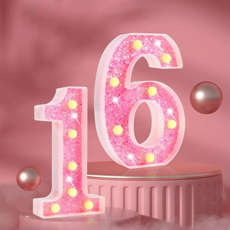 

Sunjoy Tech LED Digital Lights Glitter Numbers Sign Battery Powered Warm White Night Light Party Wedding Home Decor