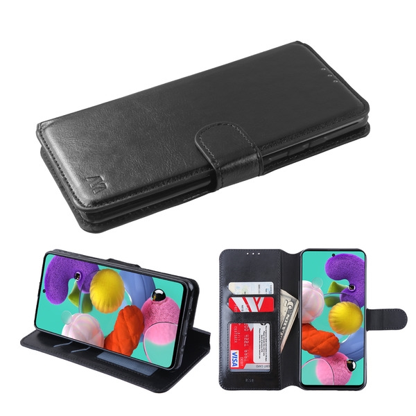 wallet mobile phone case leather book design Color : Blue card holder magnetic buckle holder flip cover HX For Samsung A20e mobile phone case