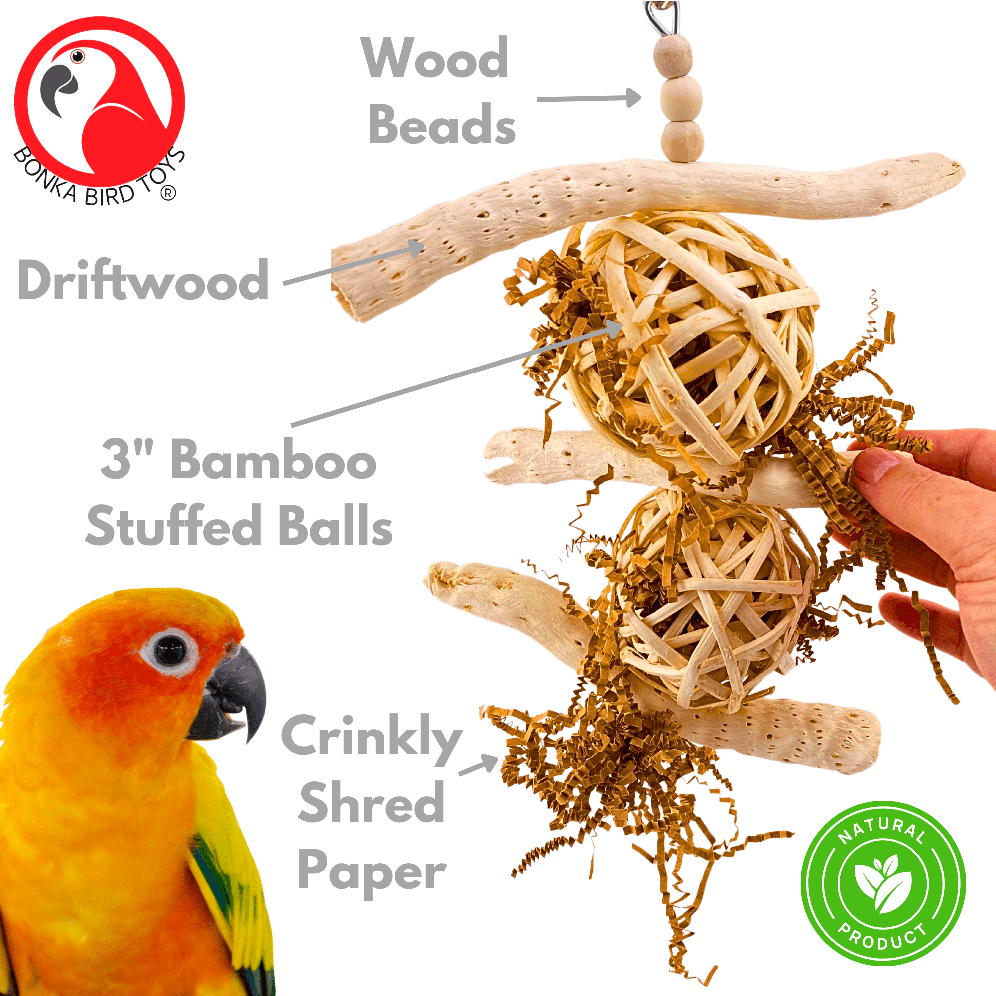 Bonka Bird Toys 1034 Driftwood Forage Tower Chew Forage Shred Parrot Cage Toy