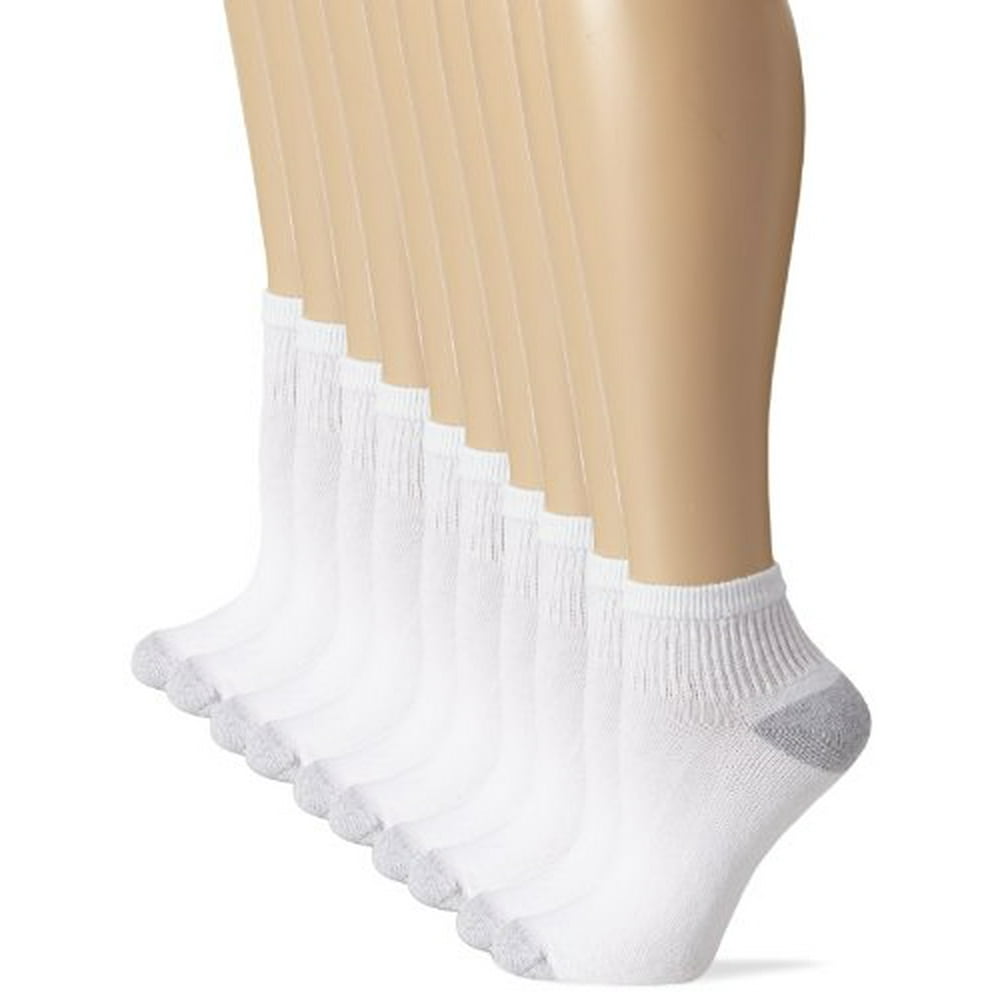 Hanes 10 Pair Cushioned Women's Athletic Socks Ankle White 59