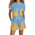 thumbnail image 2 of LRen Girls Outfits Size 10-12 Animal Print Short Sleeve T Shirt Tops + Elastic Shorts Crewneck Loose Fit Shorts Set 2 Piece Outfit Back To School Clothes, 2 of 4