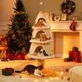 thumbnail image 3 of PAWZ Road 51.2" Christmas Cat Tree for Indoor Cat Modern Cat Tower with 3 Cat Condos and Scratch Post, White, 3 of 14