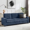 thumbnail image 4 of AENKYO 84" Modern Corduroy 3-Seater Sofa, Compressed Couch with Built-in Cup Holders & Washable Covers, Blue, 4 of 8