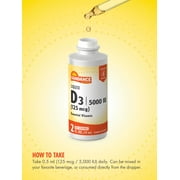 Vitamin D3 5000 IU (125mcg) | 2 Fluid Ounces | Essential Vitamin Liquid | Vegetarian, Non-GMO, and Gluten Free Supplement | By Sundance