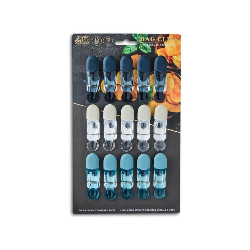 Thyme & Table 15-Piece Bag Clip Set, Bag Clip