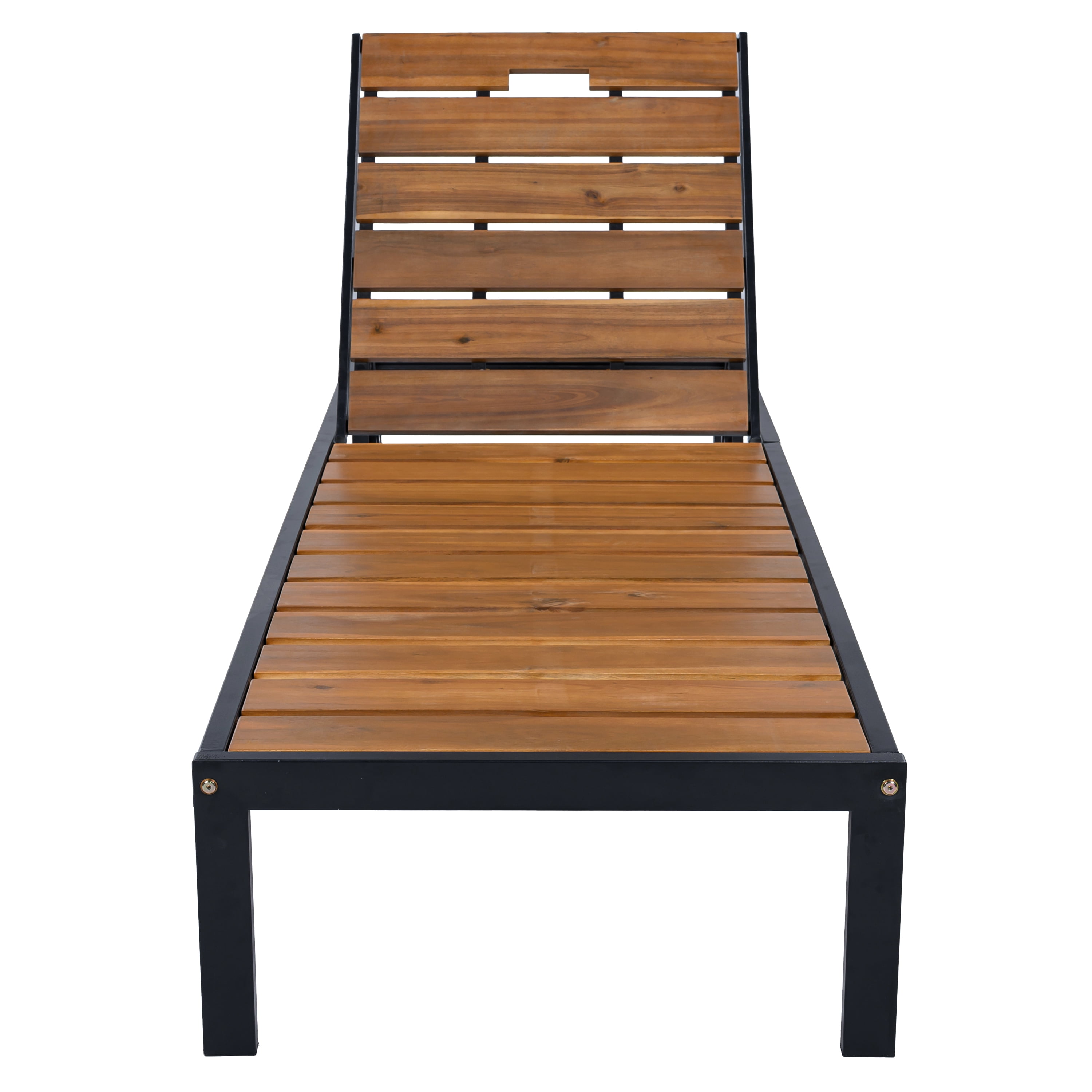 Poolside Chaise Lounge Set, Outdoor Recliner Daybed for Patio Poolside, Black and Natural