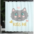 thumbnail image 3 of Ambesonne Abstract Art Shower Curtain, Cat Face Hearts Art, 69"Wx84"L, Pale Grey Rose and Seafoam, 3 of 4