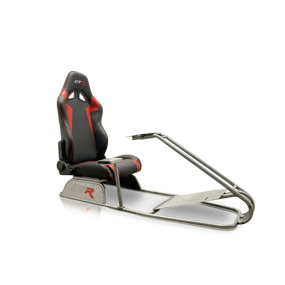 GTR Simulator GTS Model Racing Simulator Cockpit Silver Frame with Black/Red Seat