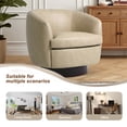 thumbnail image 5 of UIXE Swivel Barrel Accent Chair, Comfy Modern Upholstered Round Faux Leather Reading Arm Chair for Living Room, Bedroom (Cream, Set of 1), 5 of 7
