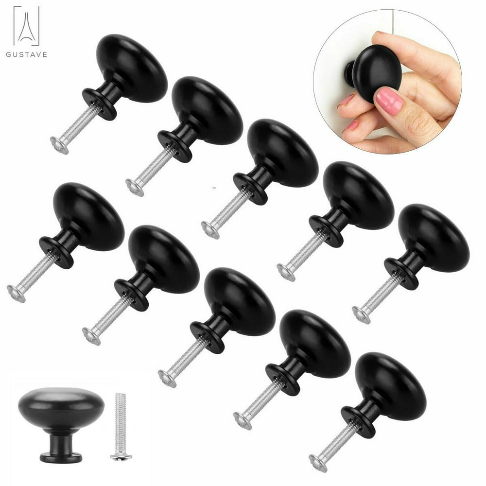 Gustavedesign 20/10pcs Matte Black Kitchen Knobs, Amuminum Knobs Cupboard Door