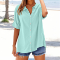 thumbnail image 5 of Yubnlvae Mint Green Summer Tops for Women Trendy Sleeveless Cotton Linen Tank Top Casual Button V Neck Tunic Blouses, M, 5 of 5