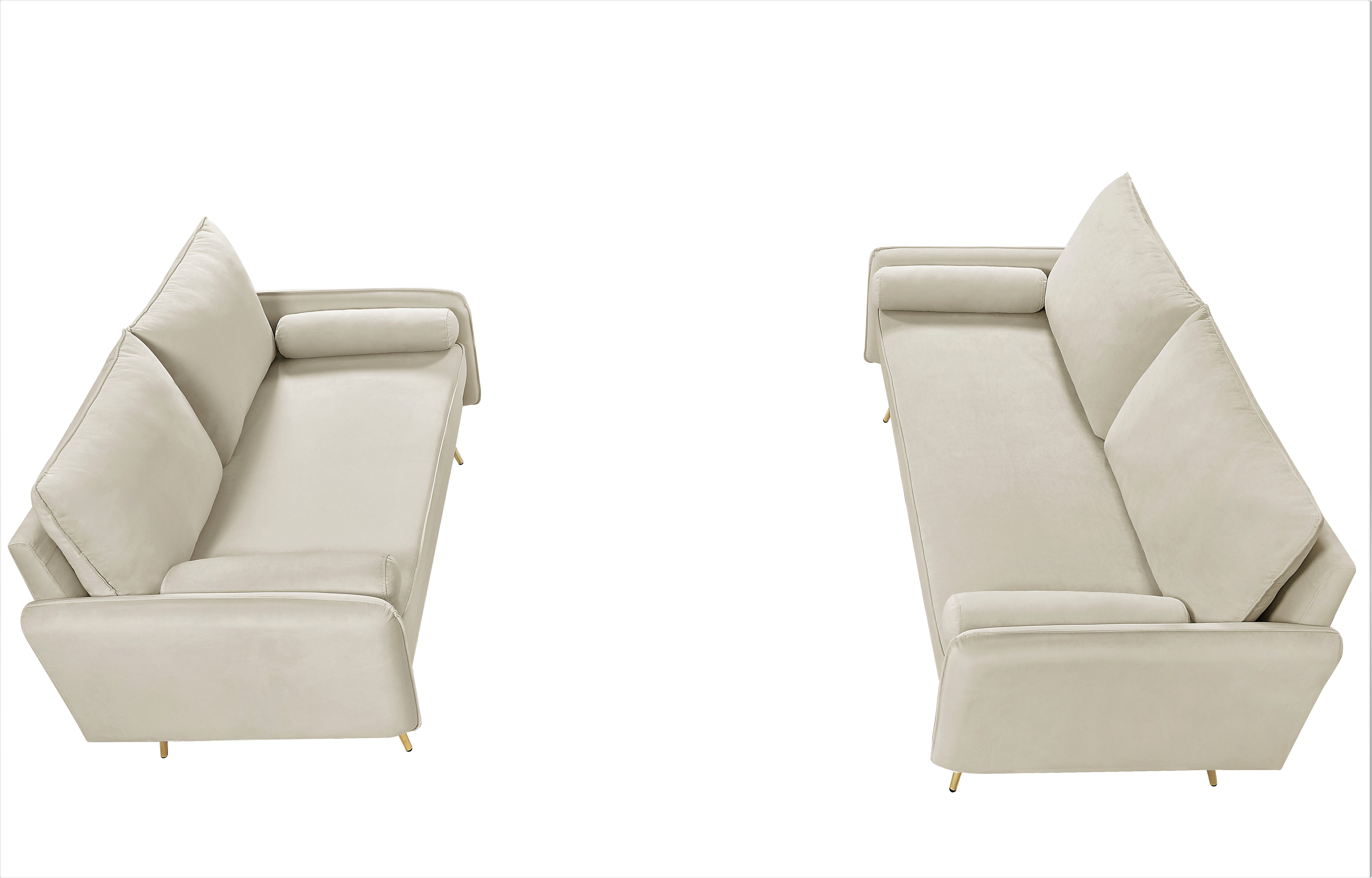 US Pride Furniture Villeda Velvet 2 PCS Living Room Set, Sofa & Loveseat,Ivory