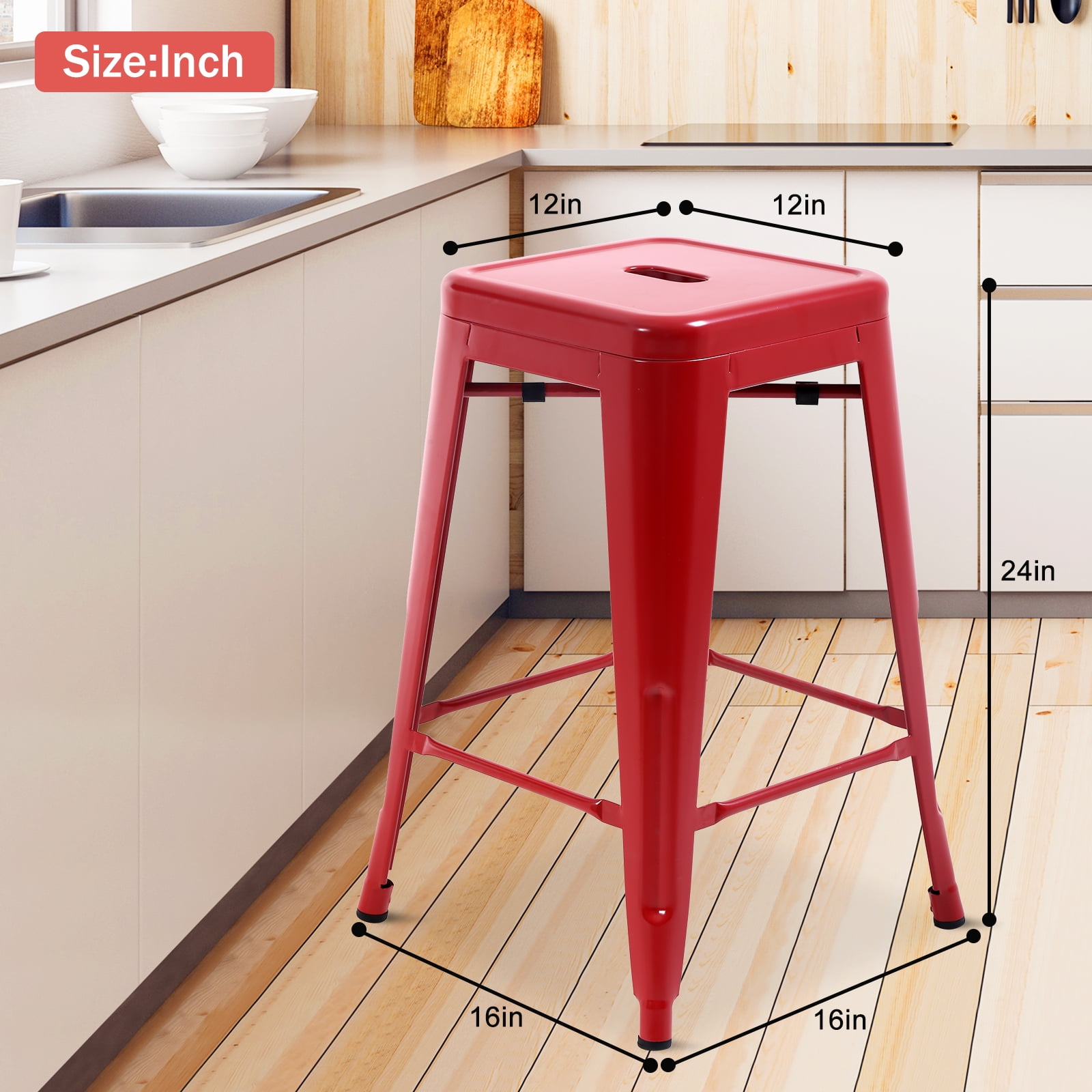 Red metal 2024 counter stools