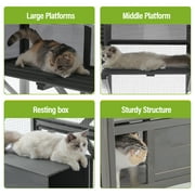 Segmart Cat House Outdoor Catio Wooden Walk-in Cat Enclosure Large for Multiple Cats, Upgrade Luxurious Cat Condo with Sunshine Board, Dark Grey