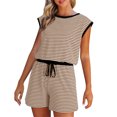 thumbnail image 2 of Bzhegqhd Ladies' Summer Casual Striped Shorts with Adjustable Drawstring Tank Jumpsuit, 2 of 4