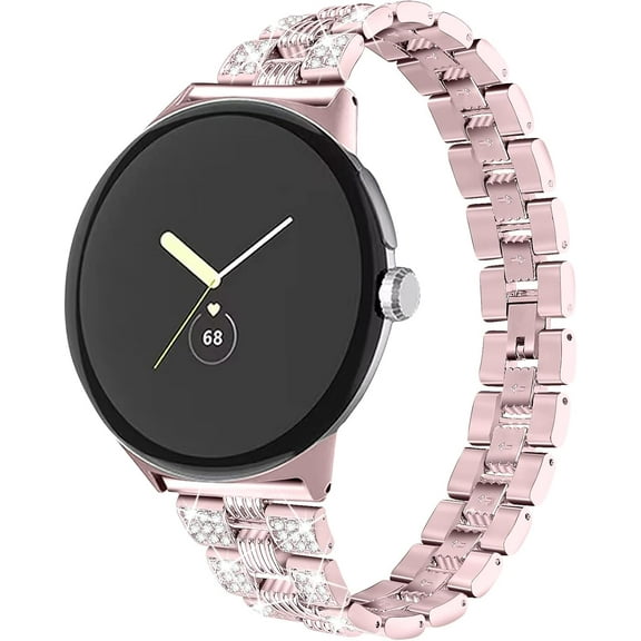 REQO Compatible with Google Pixel Watch 3 41mm/2, Women's Bling Diamond Rhinestone Replacement Metal Strap for Fitness & Health Tracker