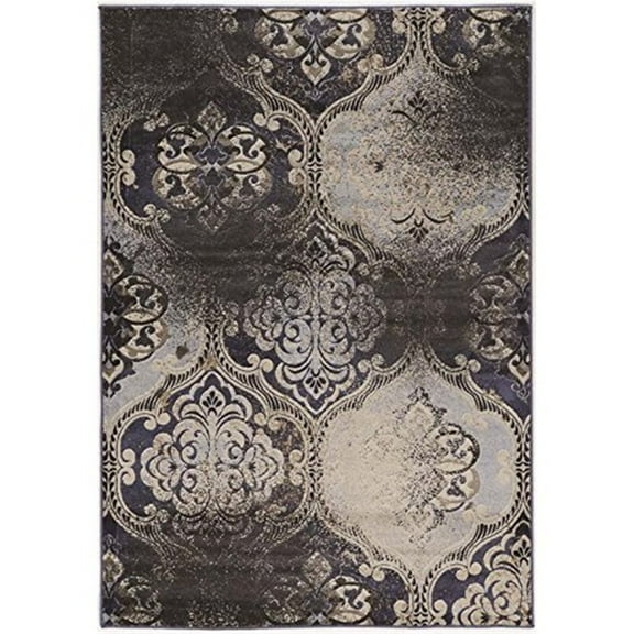 Linon Jewel Arthur Machine Made Polypropylene 5'x7'6" Rug in Blue