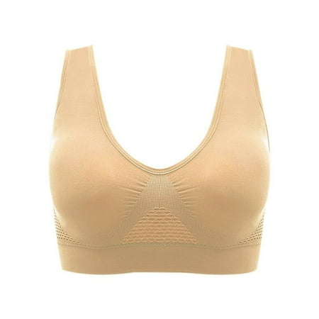 

Qcmgmg Women s Lightly Comfort Wireless Bra Yoga Workout Sports Bralette Support Bras for Women XXXL