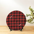 thumbnail image 6 of Salouo Red Black Plaid Pattern Bone China Decorative Plate,Holiday Decor Decorative Ceramic Plates with Stand Elegant Home DéCor for Hallway/Living Room/Bedroom-6in, 6 of 6