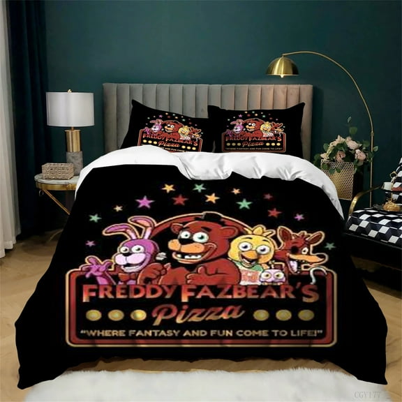 Five Nights at Freddy's Bedding Set 3pcs Light-Weight Quilt Cover All Season Super Soft Breathable Duvet Cover with 2 Pillow Shams